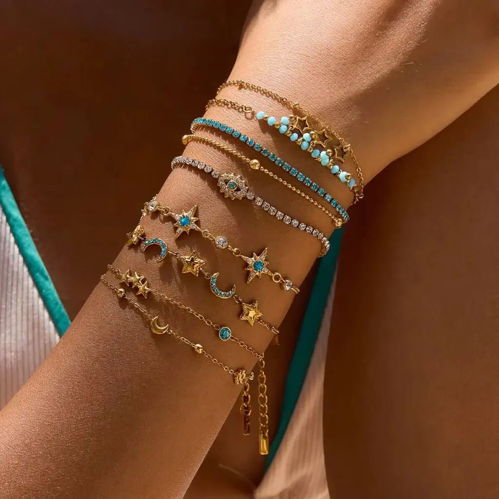 [VEB0205012] Blue Tennis Bracelet (Star)