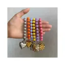 Color Beads Keychain BagCharm Gold PVD Plated & Stainless Steel