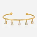 Elegant Delicate Tassel Teardrop CZ Bangle 18K Gold Stainless Steel Minimalist Teardrop Zircon Tassel Bangle Bracelet