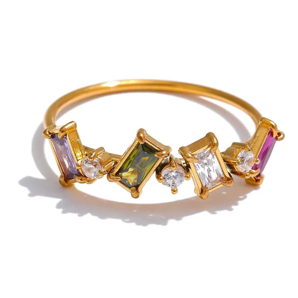 Colorful(4) Zircon Ring 316L Stainless Steel