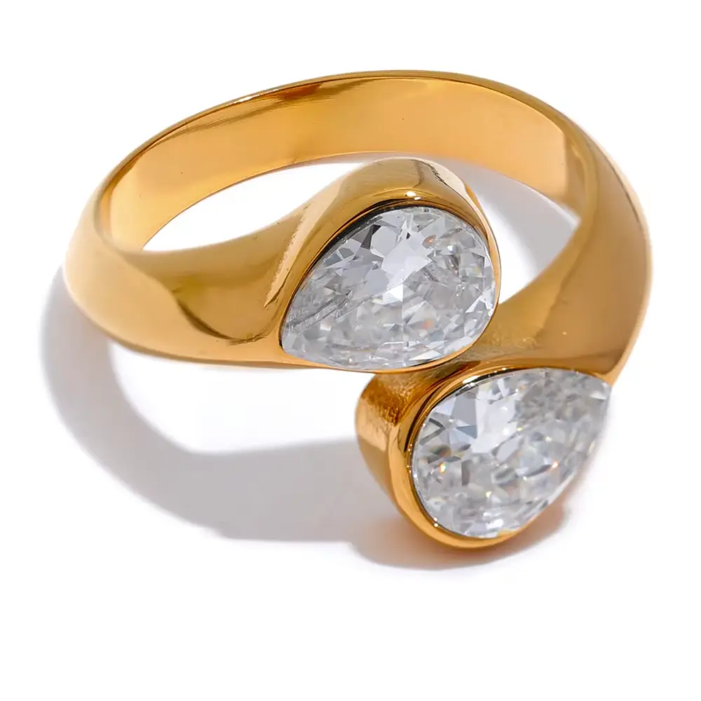 Double Zircon Textured Ring (size 7)