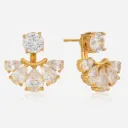 Classic Elegant Water Drop Zircon Earring 18K Gold Plated Stainless Steel Zirconia Circle Detachable Fan Jackets Earrings