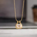 Elegant Cubic Zircon Necklace 18K Gold Stainless Steel Classic Square Zirconia Geometric Bead Chain Necklace