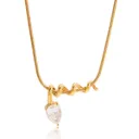 18K PVD Gold Plated Stainless Steel Necklace Trendy Classic Teardrop Zircon Spiral Pendant Necklace