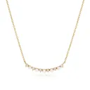 18K Gold-Plated Stainless Steel Faux Pearl "Smile" Pendant Necklace with 5-Bead Chain Ideal for Layering