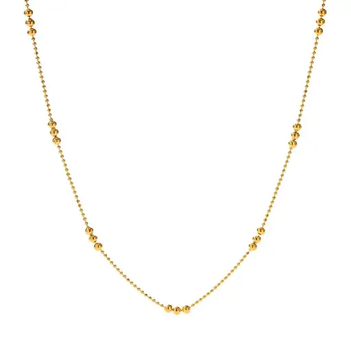 [N0020] Waterproof 18K Gold Plated Stainless Steel Jewelry Charm Bead Chain Choker Necklace for Girls