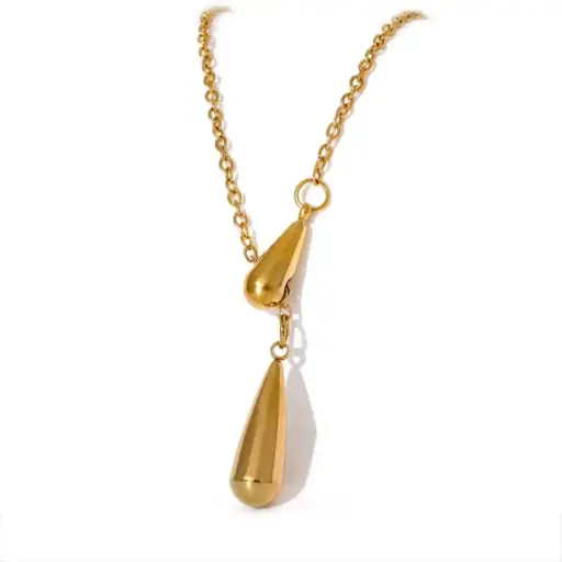 [N0044] Water Drop Cast Pendant Versatile Minimalistic Necklace
