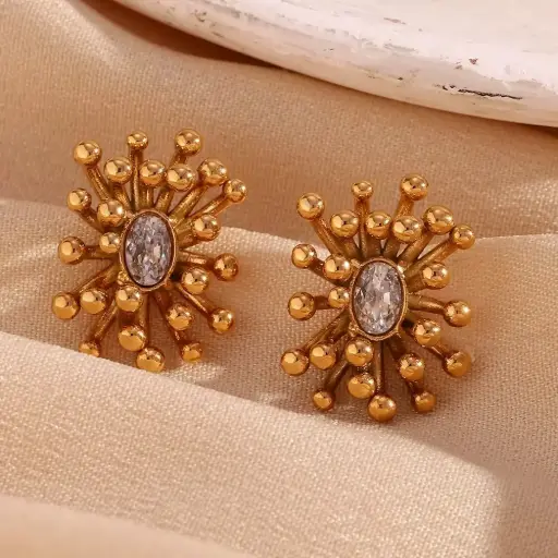 [E00002] Dandelions Zircon Studs