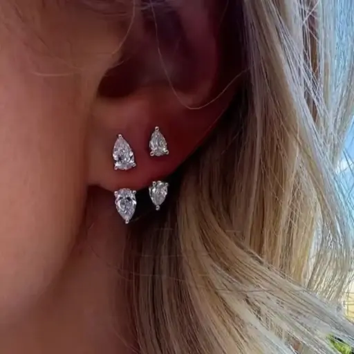 Two Zircon Water Drop Studs