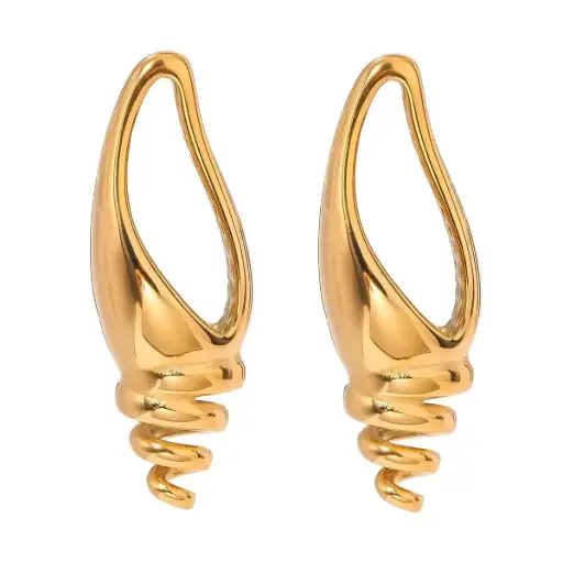 [E00038] 18k Gold Plated Conch Waterproof Stainless Steel Stud Earring
