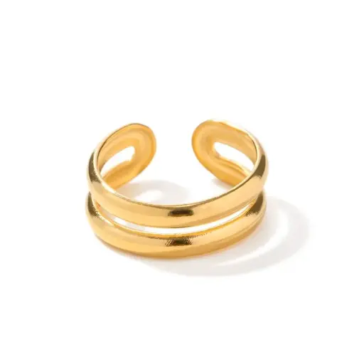 [EC0001] 18K Gold Plated Cuff Earrings Jewelry for Women Double Layer Ear Cuff