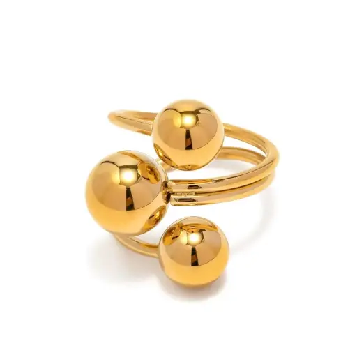 [R0016] Statement Three Ball Open Ring (size 8)