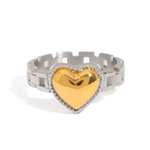 Dual Metal Heart Ring Watch Band