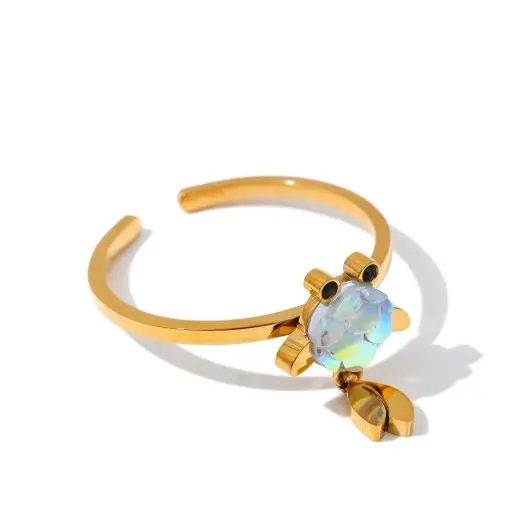 [R0023] Dreamy Color Resin Metal Fish Ring