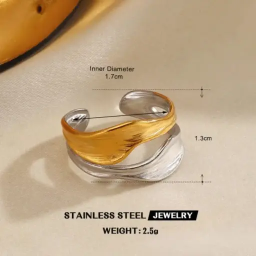 [R0028] Dual Metal Irregular Adjustable Ring