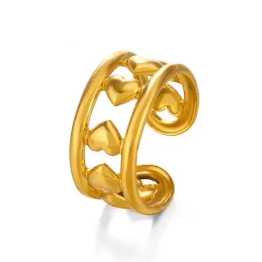 [R0029] Heart Band Adjustable Ring
