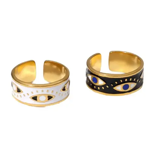 Evil Eye Enamel Adjustable Ring